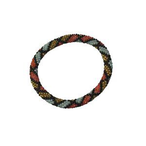 Sashka Bracelet Handmade Boho Chic Crochet Beaded Roll-On Red Yellow Gold Blue